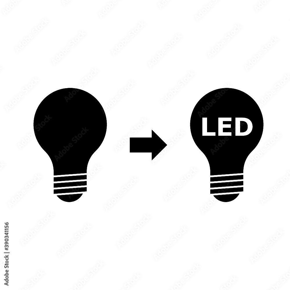 Led and usual light bulbs icon isolated on white background Led and usual light bulbs icon isolated on white background