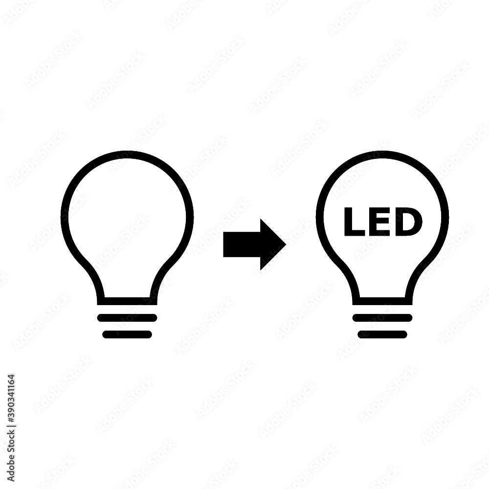 Led and usual light bulbs icon isolated on white background Led and usual light bulbs icon isolated on white background