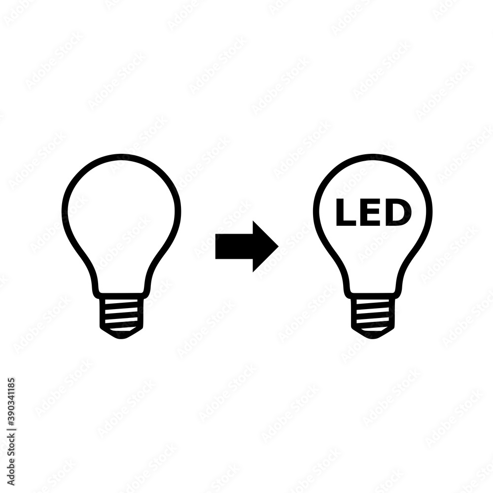 Led and usual light bulbs icon isolated on white background Led and usual light bulbs icon isolated on white background