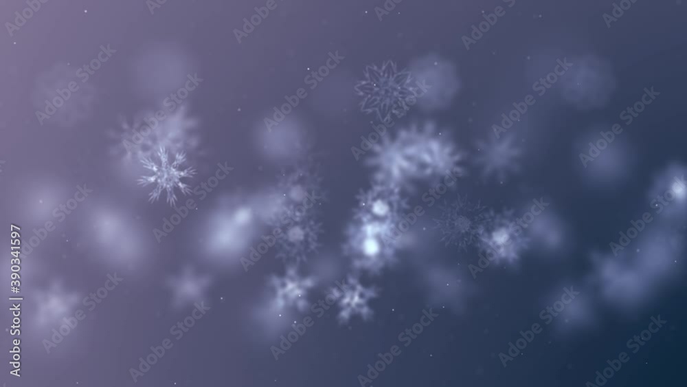 Snowflakes Moving Sideways In Blurry Background - abstract animation Snowflakes Moving Sideways In Blurry Background - abstract animation