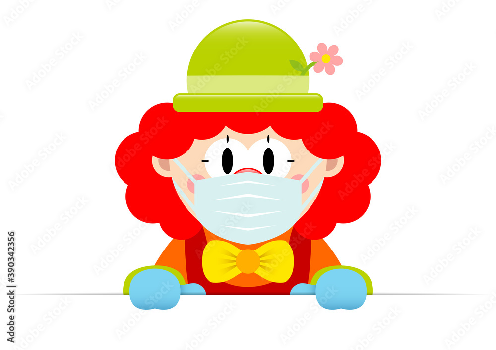 Rothaariger Clown Hält Horizontales Banner