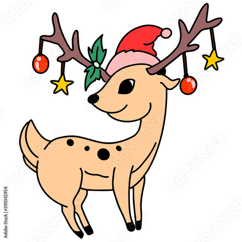 Christmas reindeer with decorative knick-knacks