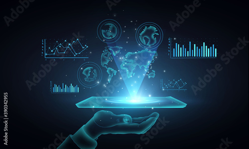 Internet technology, information globalization background image, illustration background, illustration rendering