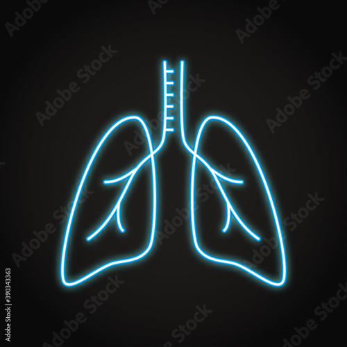 Neon lungs icon in thin line style