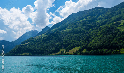 Amazing tourquise Lake Lungern and Swiss Alps, Obwalden, Switzerland, Europe. © eskstock