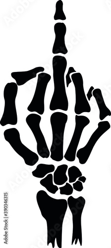 Hand Skeleton Middle Finger Gesture Vector Illustration