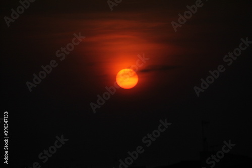 autumn sunset near the sea in Hong Kong