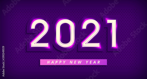 New Year banner sign design in simple elegant style. Vector illustration.