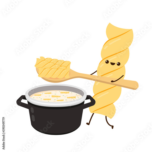 Pasta noodles character design. Pasta noodles on white background. 