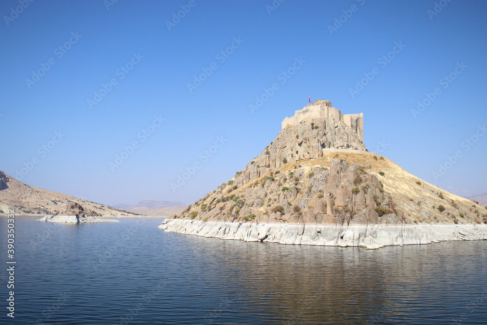 Historical Pertek Castle in the Dam Lake of Pertek District of Tunceli Province