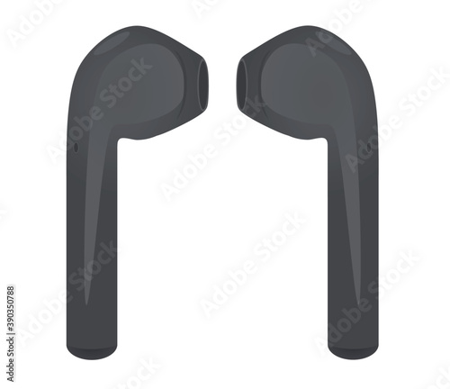 Grey wireless ear phones. vector