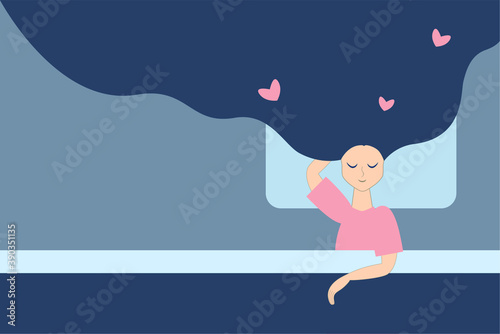 The woman's asleep. The girl is in love. A dreamy person. Positive attitude