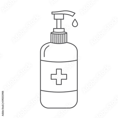 Vector sanitizer icon. Antibacterial soap bottle illustration