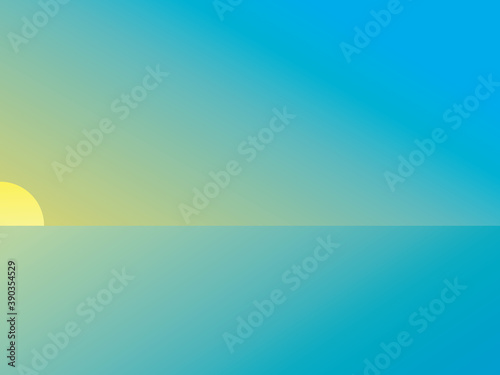 Vector art poster with minimalistic concept. A simple image of sunrise at sea. Graphic image with gradients. Illustration is great for notebook or book cover  web banner with creation atmosphere. 