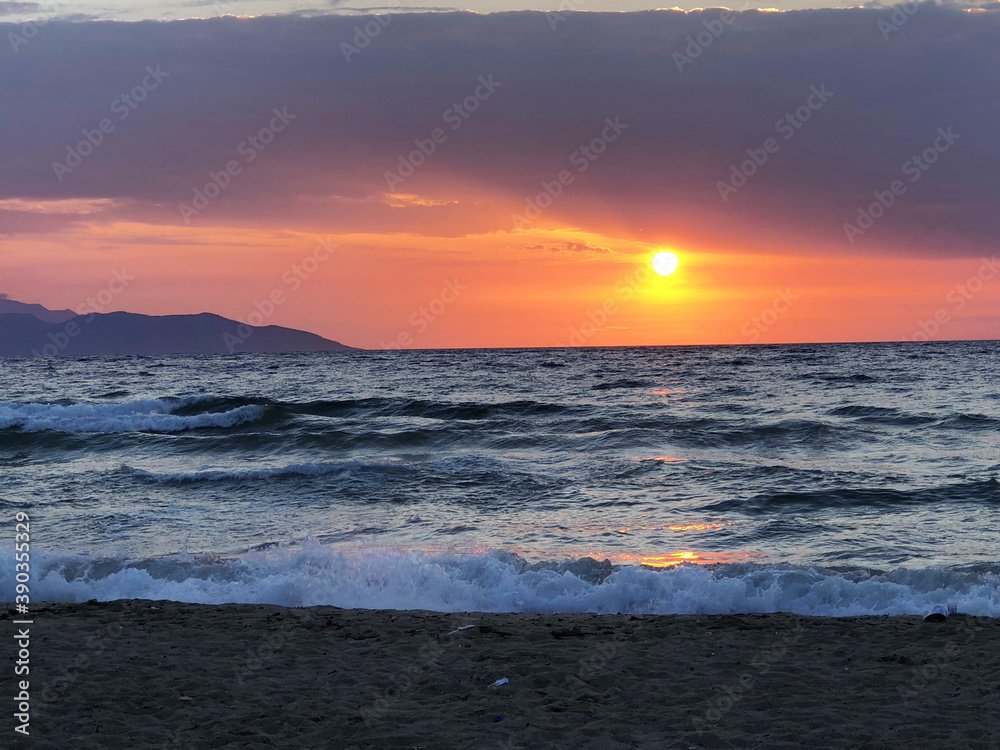 Sunset view in a beach, Alanya, Antalya, 2016