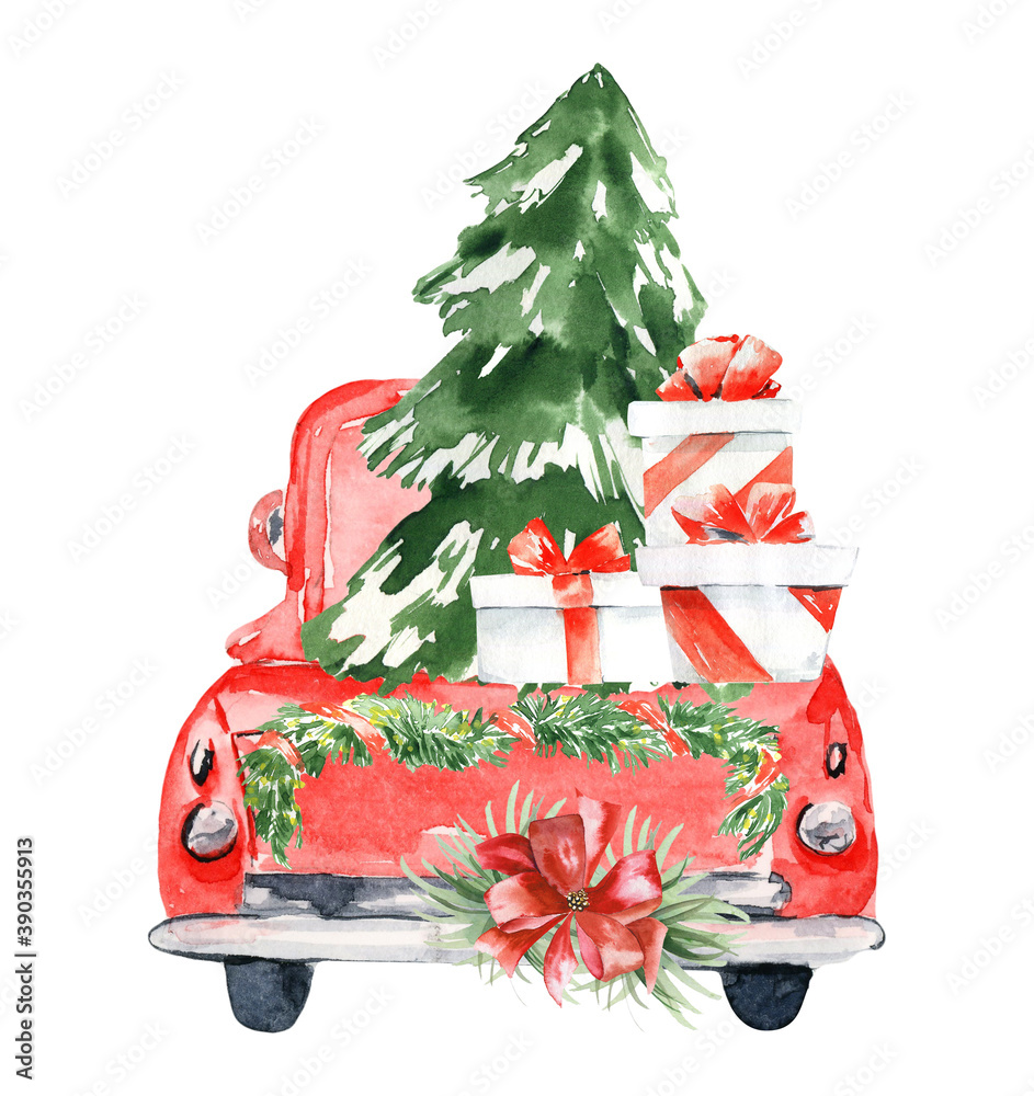 Holiday Car Affiche - Sapin de Noël sur une voiture 