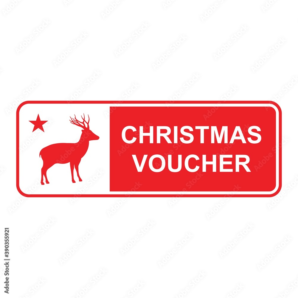 Christmas voucher with deer symbol and stars Christmas voucher with deer symbol and stars