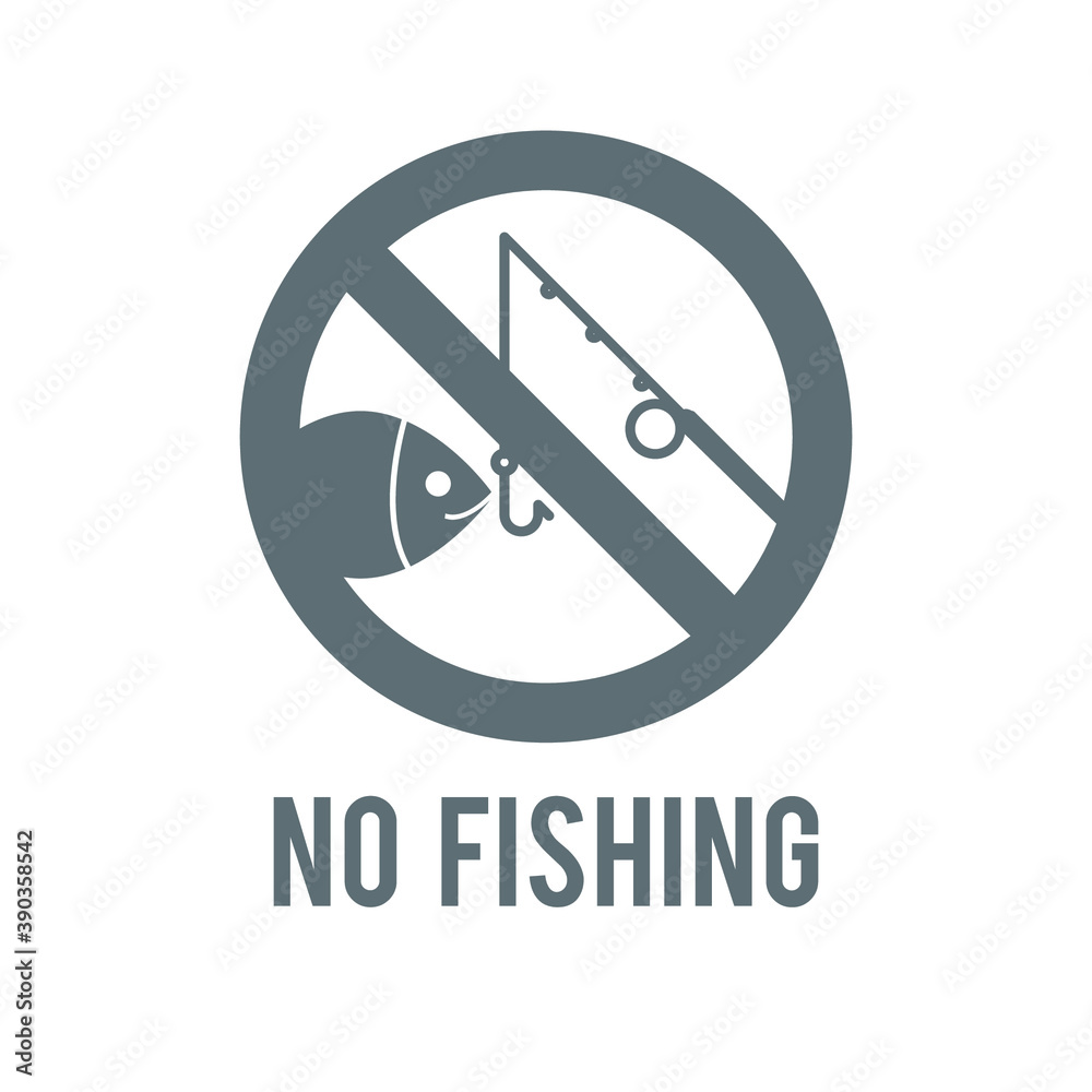 No Fishing sign. Prohibition icon in black and white. Eps 10 vector illustration No Fishing sign. Prohibition icon in black and white. Eps 10 vector illustration