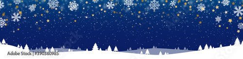 christmas background with snow fall and trees