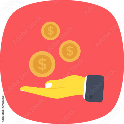 A person’s hand with dollar coins showing charity concept