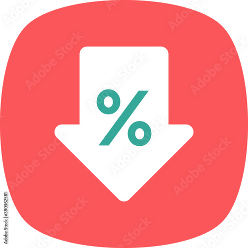 
Down arrow with percentage sign, price reduced
