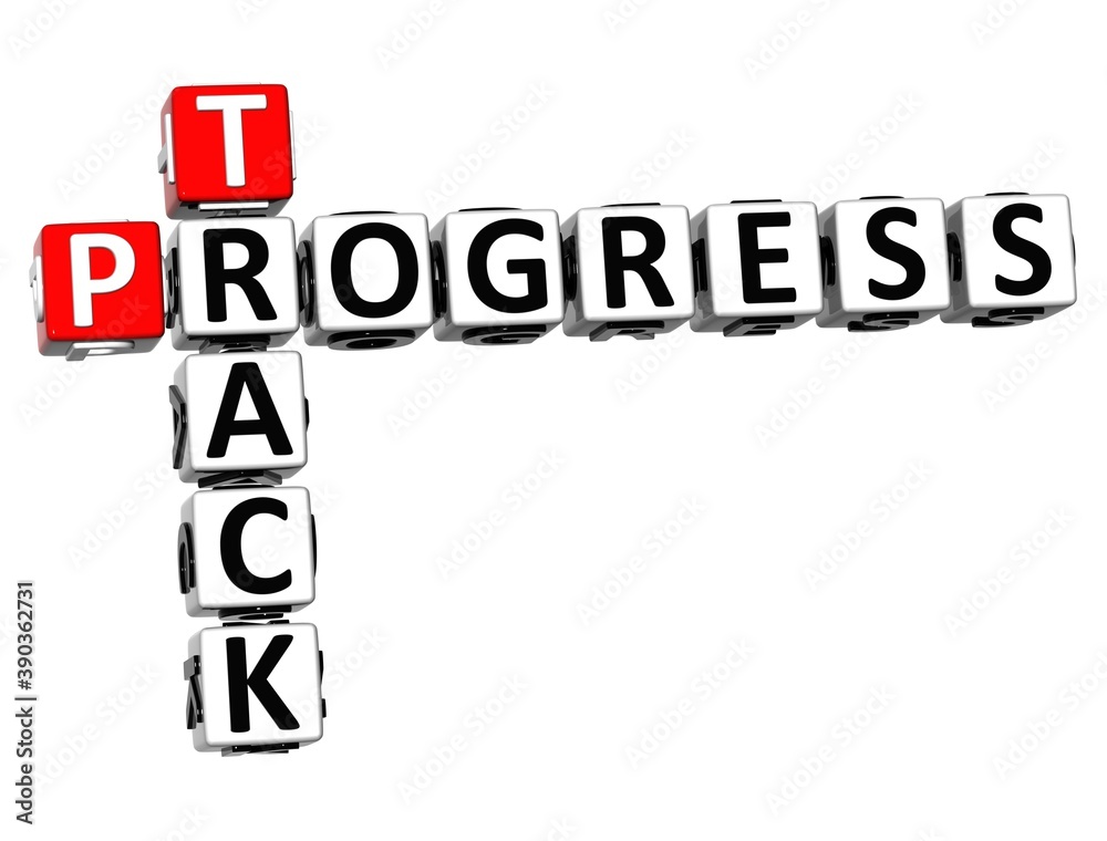 Track Progress White and Red 3D Crossword Puzzle. Track Progress White and Red 3D Crossword Puzzle.