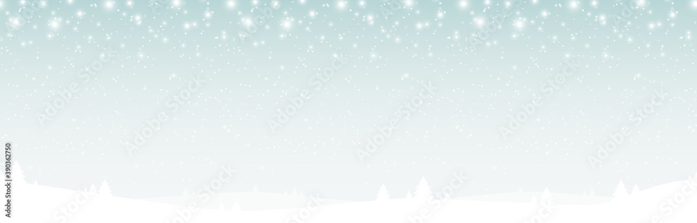 seamless xmas background with snow fall and trees