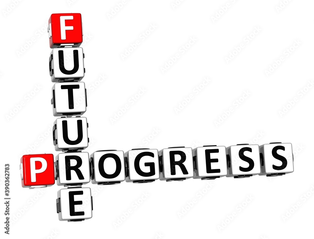 Future Progress. White and Red 3D Crossword Puzzle. Future Progress. White and Red 3D Crossword Puzzle.