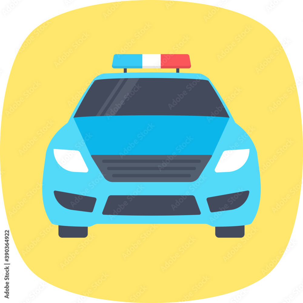 Police sedan car with red and white lights
Police sedan car with red and white lights