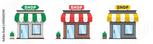 Store or shop facade. Shop icon. Flat Style. isolated on white background