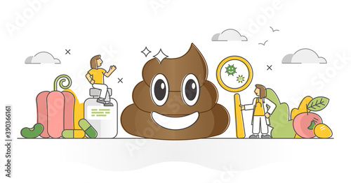 Healthy poop diagnosis as medical feces microflora checkup outline concept