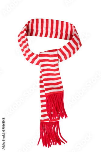 Fotografie Red scarf stripped design tied and isolated on white background