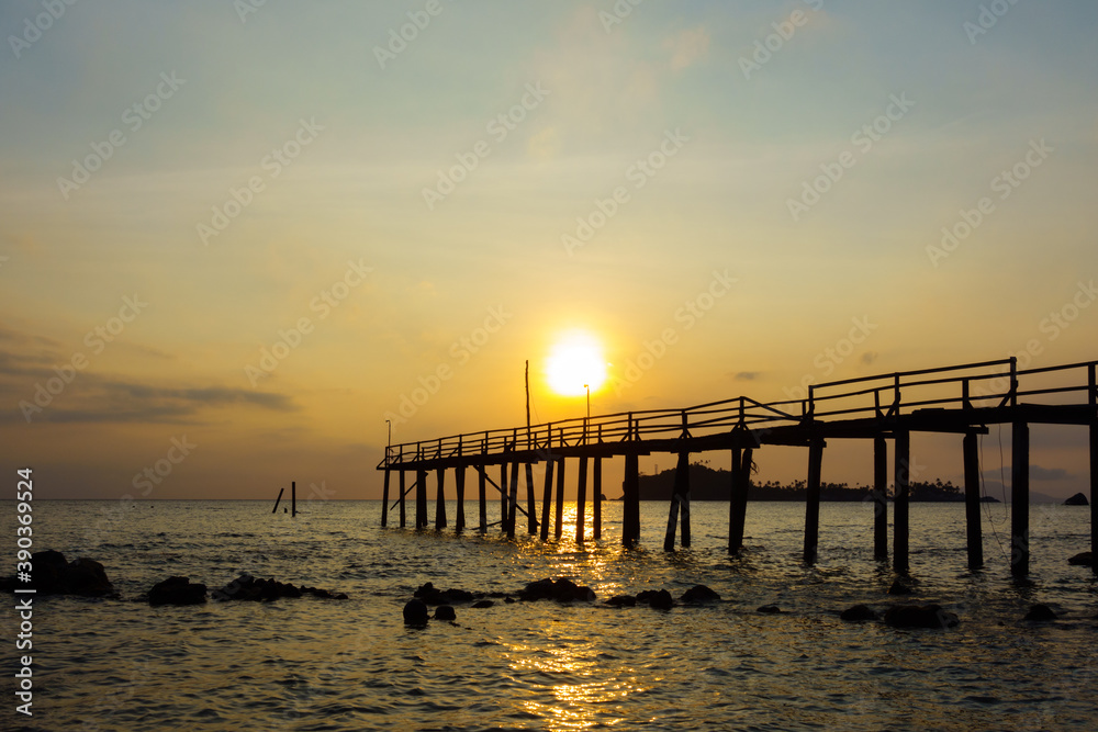 Sunset at beautiful remote island Pulau Aur near Mersing, Johor, Malaysia
