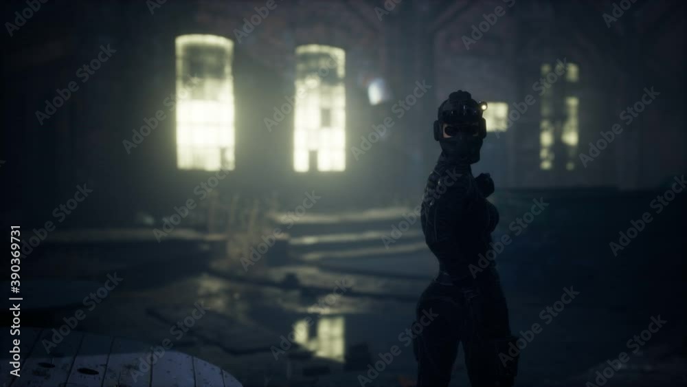 woman in the style of cyberpunk and postapocalypse woman in the style of cyberpunk and postapocalypse