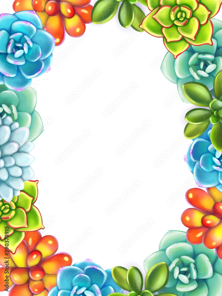 Floral Border. Succulents arranged un a shape of frame Floral Border. Succulents arranged un a shape of frame