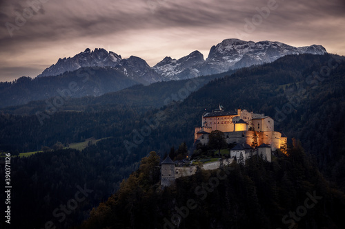 Schloss Hohenwerfen Österreich im Abendlicht  photo