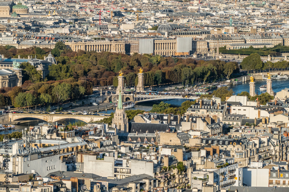 aerial view of the bridge Alexandre III in Paris