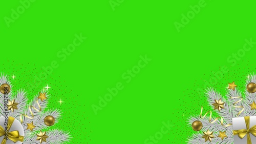 Merry Christmas and Happy New Year looping animation with Alpha Channel. Luxury seamless video mock up, template for greeting, winter holiday cards, posters and covers with text place. photo