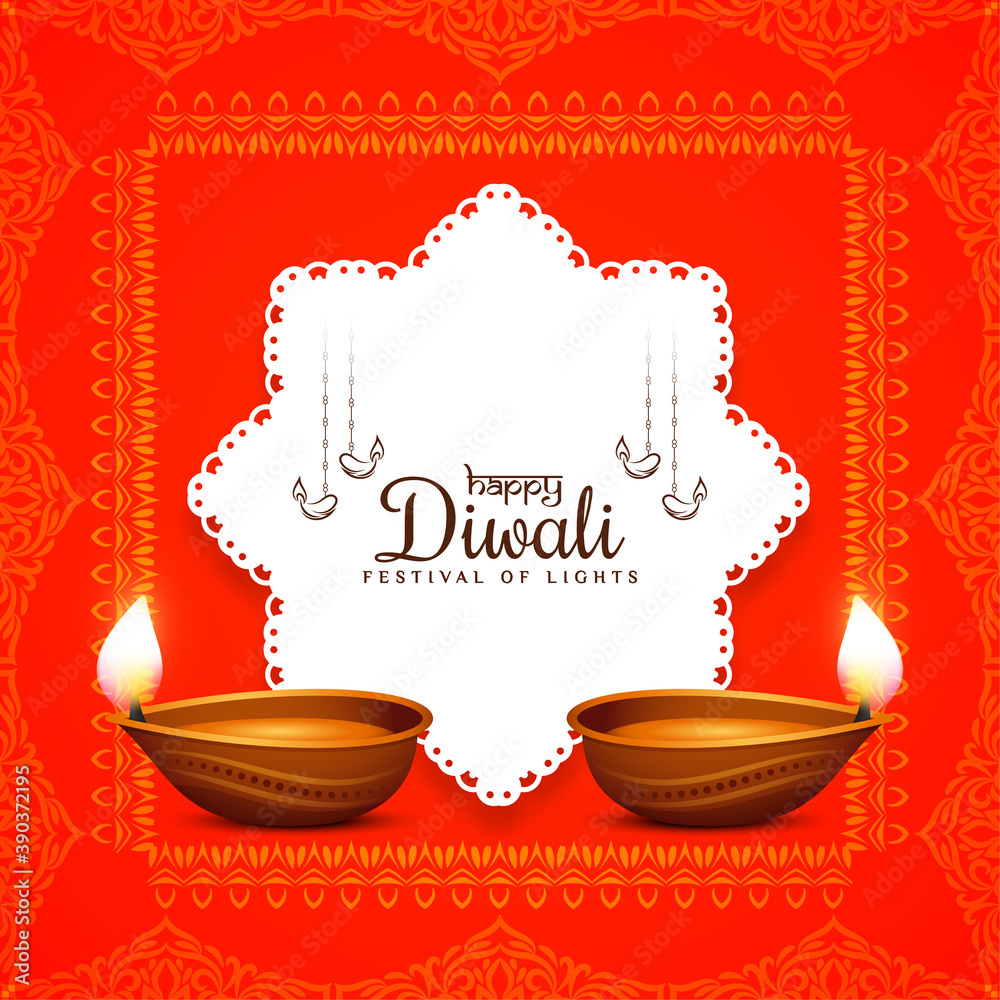 Red color Happy Diwali festival frame background Stock Vector | Adobe Stock