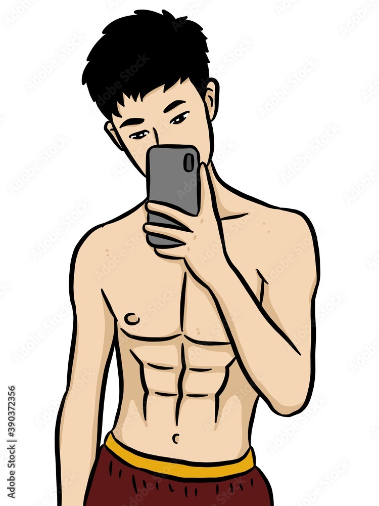 Fototapeta premium cartoon cute man on white background