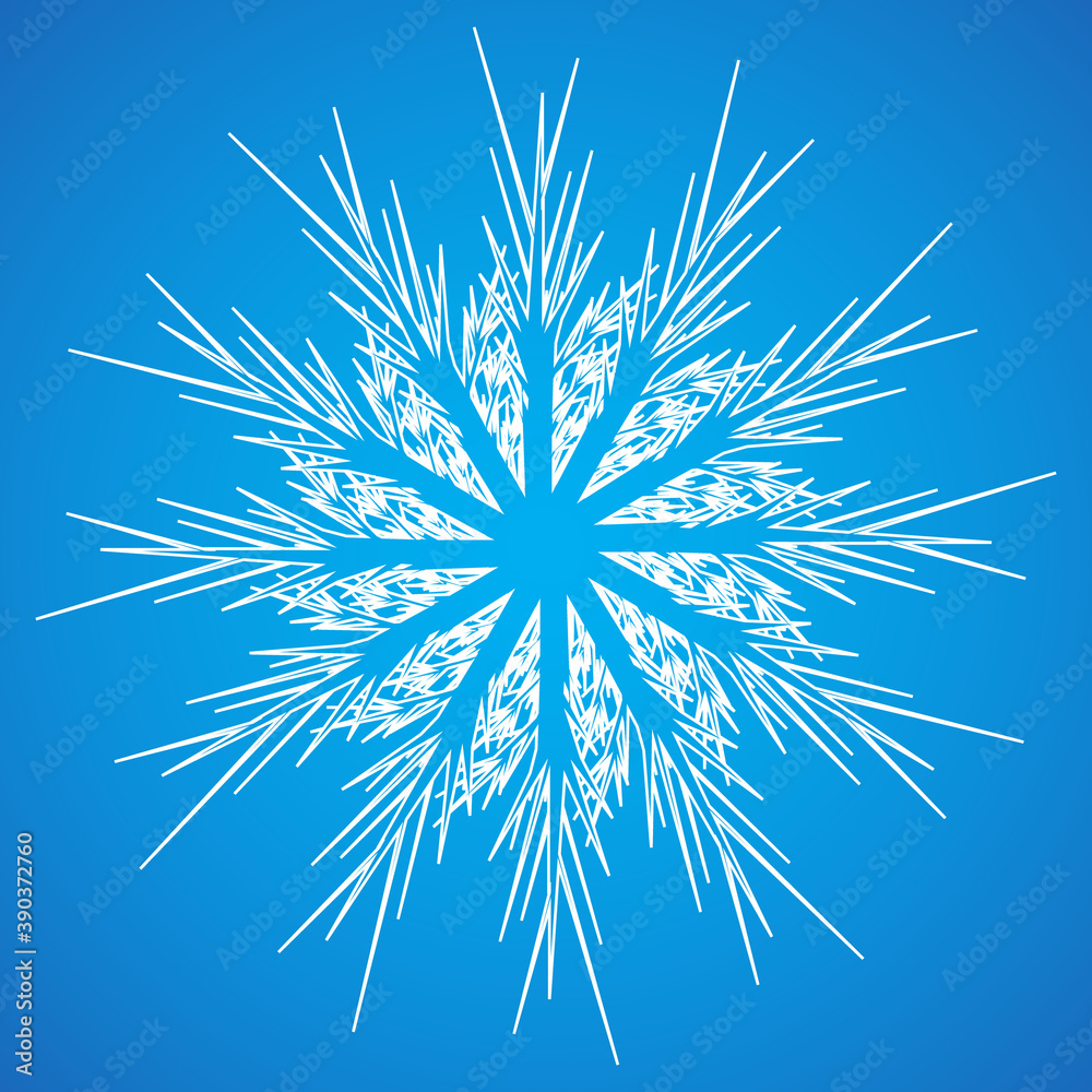 isolated, on blue background, white snowflake isolated, on blue background, white snowflake