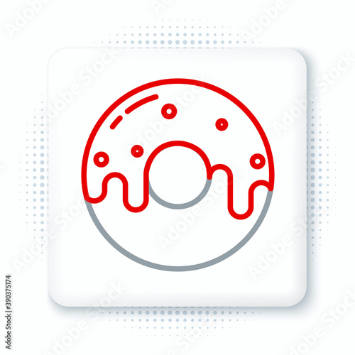 Line Donut with sweet glaze icon isolated on white background. Colorful outline concept. Vector.