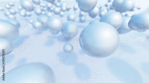 Abstract background of silver balls in space 3d illustration