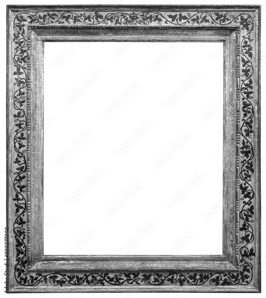 Old square silver wooden frame isolated on the white background Old square silver wooden frame isolated on the white background