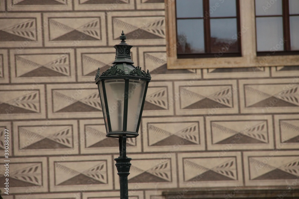 vintage street lamp in Prague, Czech republic