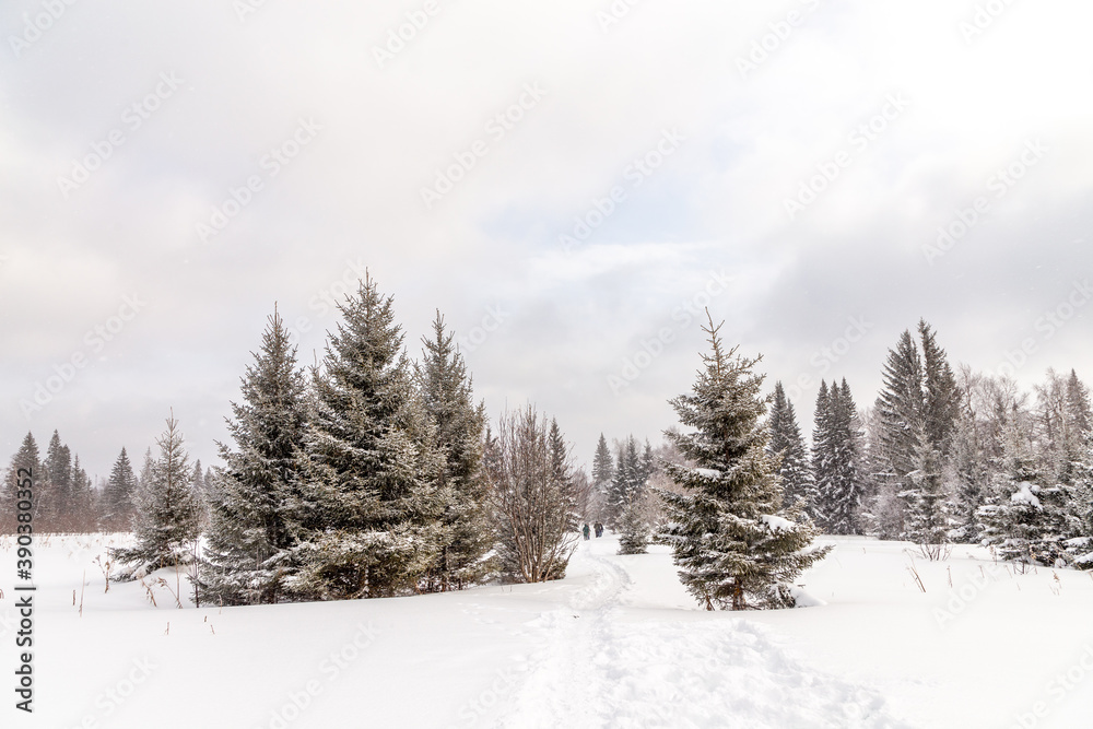 Winter landscape. Zyuratkul national Park, Chelyabinsk region, South Ural, Russia.