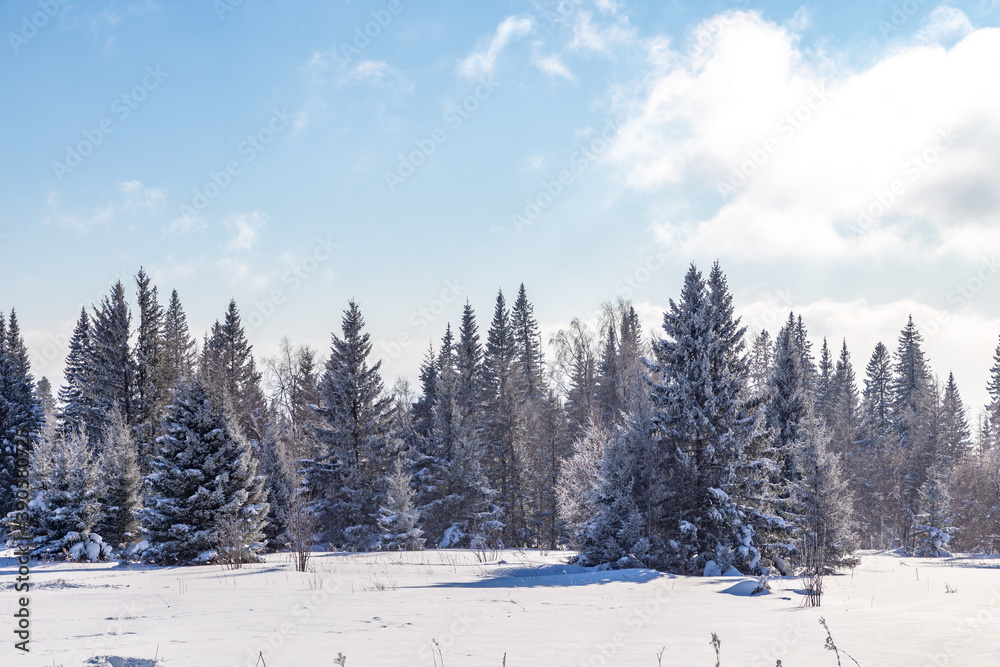 Winter landscape. Zyuratkul national Park, Chelyabinsk region, South Ural, Russia.