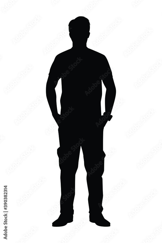 Standing business man silhouette vector on white