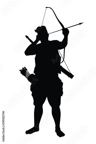 Siam warrior archer silhouette vector on white