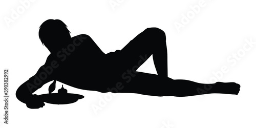 Drug addict man with opium silhouette vector on white